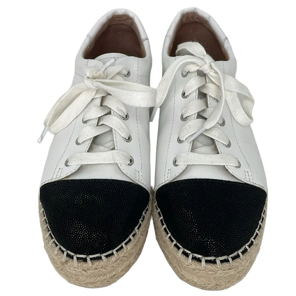 Linea Paolo Sneakers Women's 7.5 White Leather Espadrille Lace Up Shoes